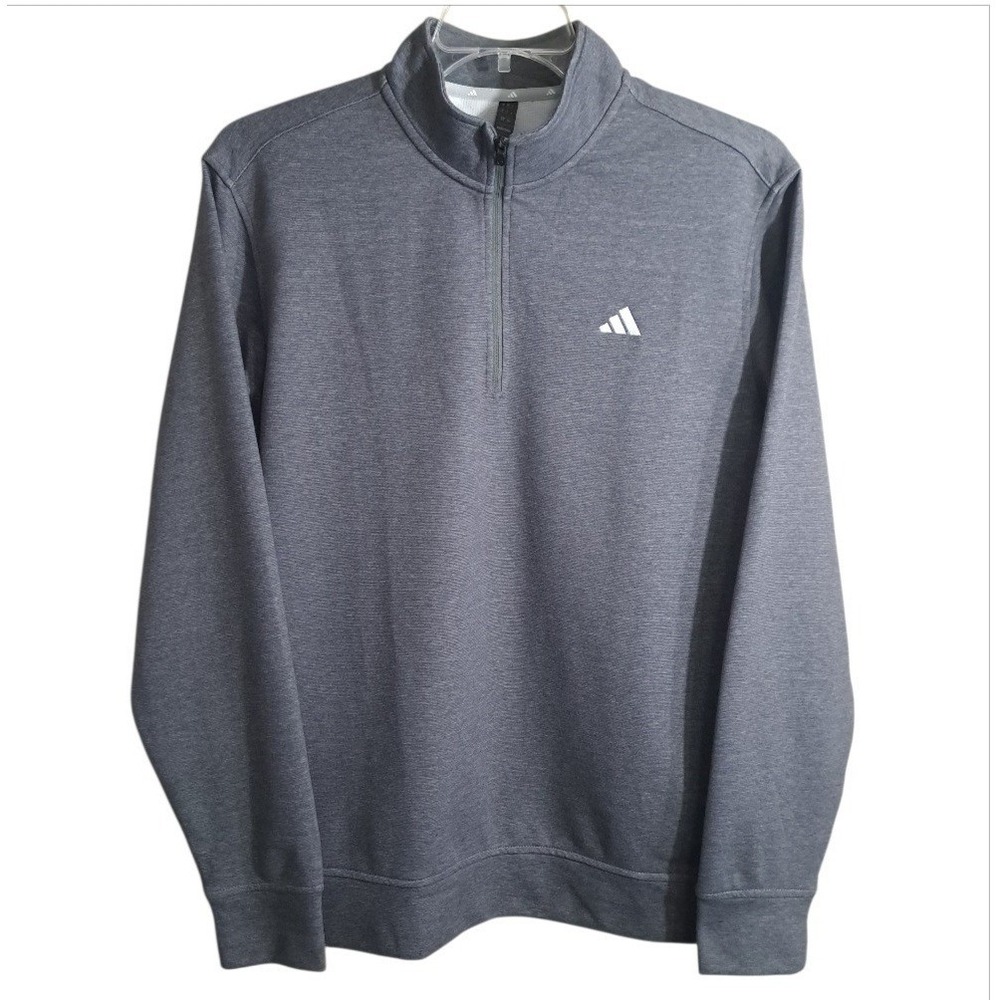 Adidas Men's 1/4 Zip Pullover Sweater‎ Size Large Gray Athletic Logo Training